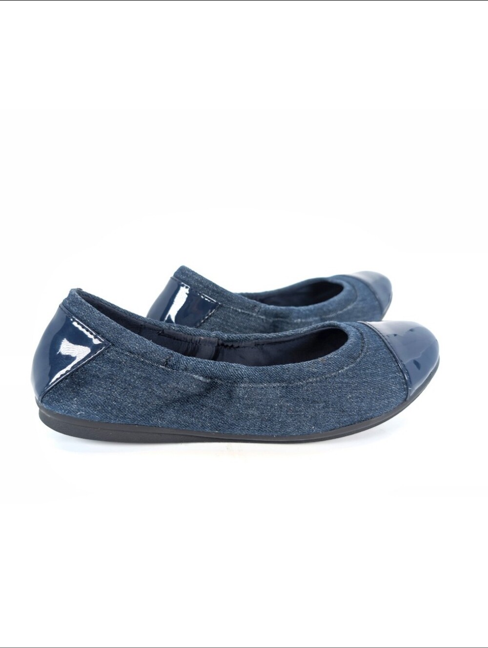 Easy Spirit Acasia 3 Denim Like Cap Toe Slip On Ballet Flats Dark Blue 5.5